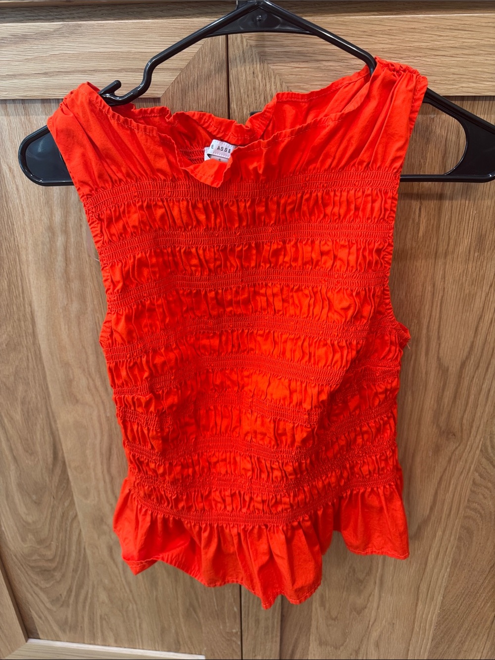 Smocked Ruffle Hem Tank Top in Bright Red